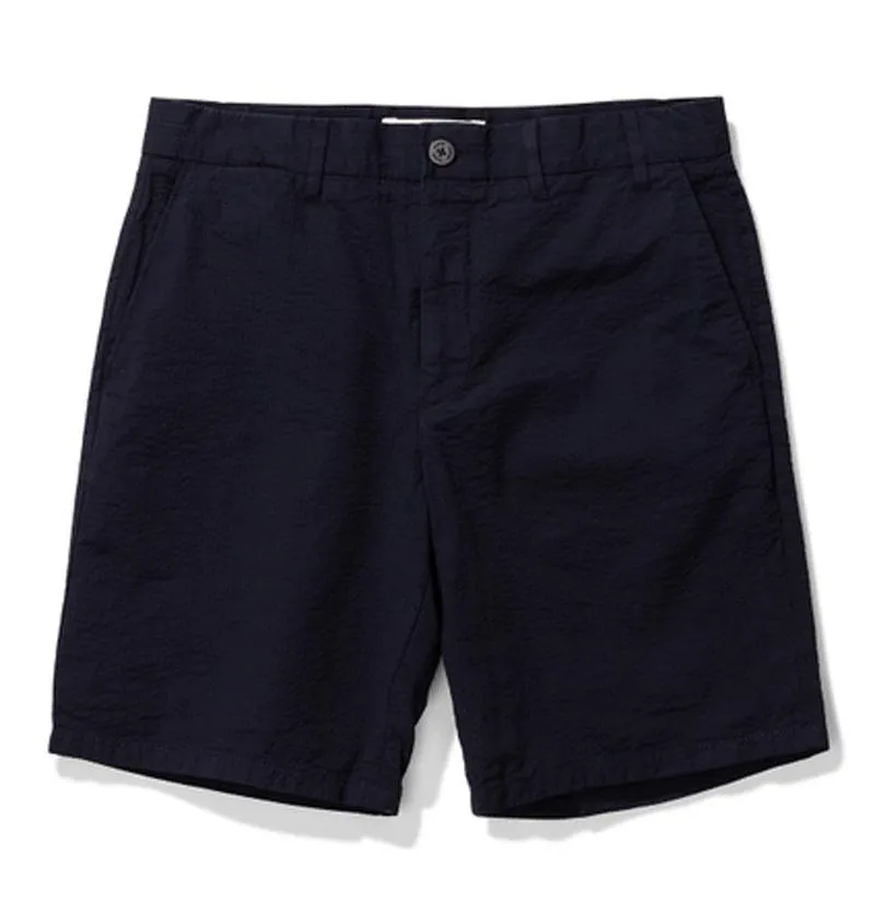 Norse Projects Aros Seersucker Shorts – Dark Navy