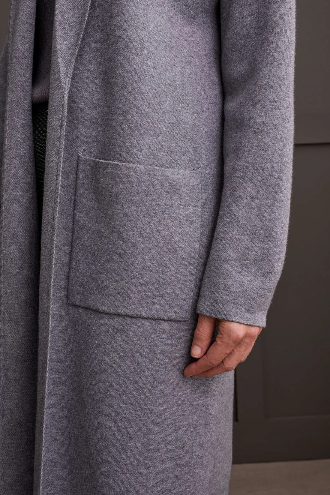 Open Coatigan With Patch Pockets
