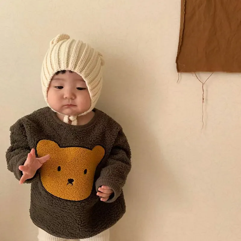 Patch Bear Plush Baby Sweatshirt