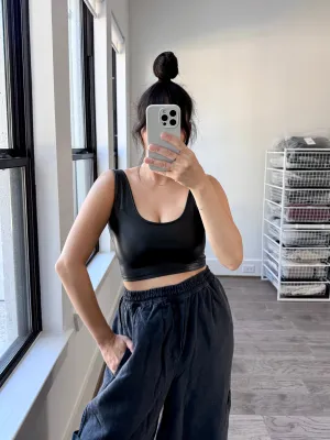 Riley Vegan Leather Tank, Black