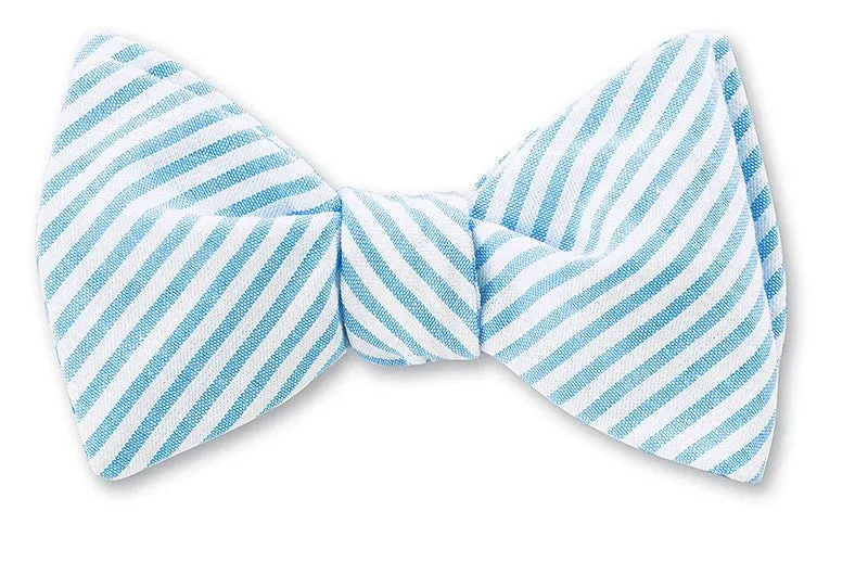 Seersucker Bowtie, Blue & White