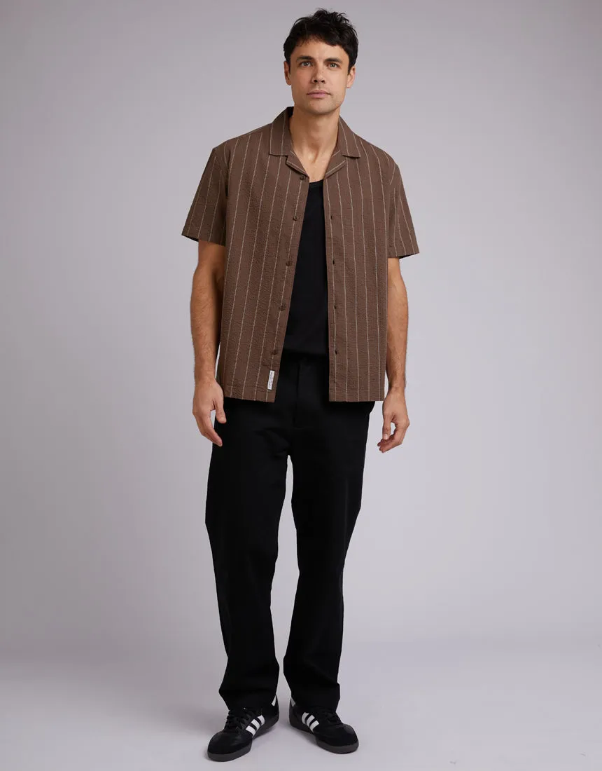 Seersucker Shirt Chocolate Stripe