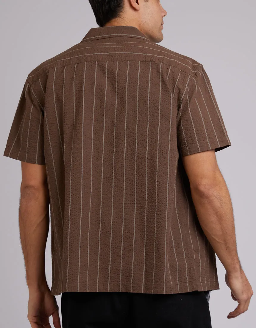 Seersucker Shirt Chocolate Stripe