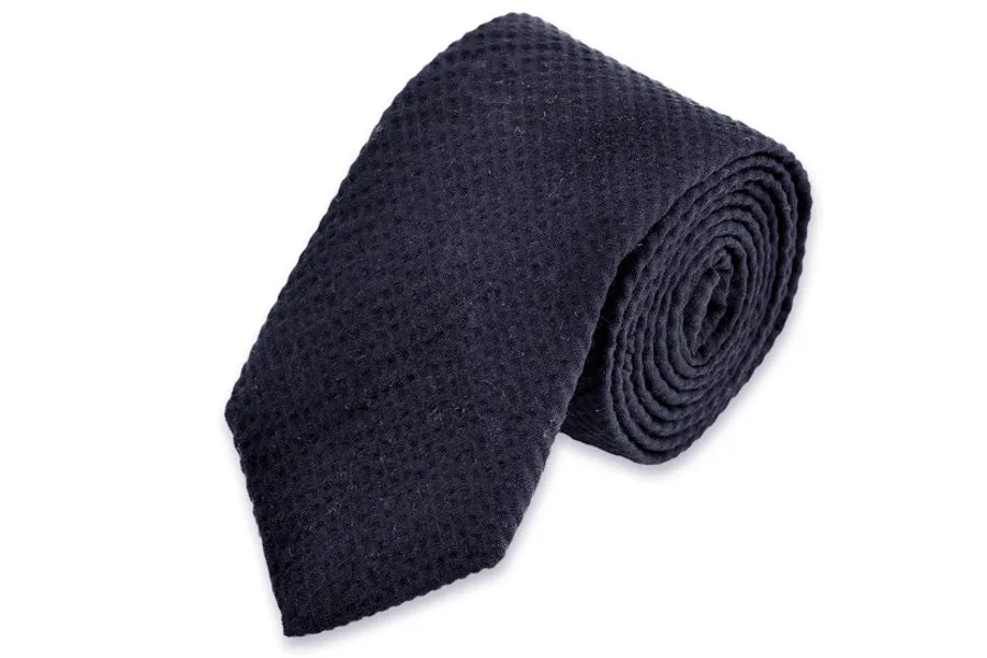 Southern Seersucker Necktie - Navy Solid