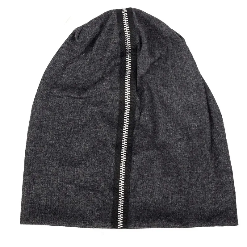 Stylish Cotton Soft Beanie with Decorative Zipper - SF1718