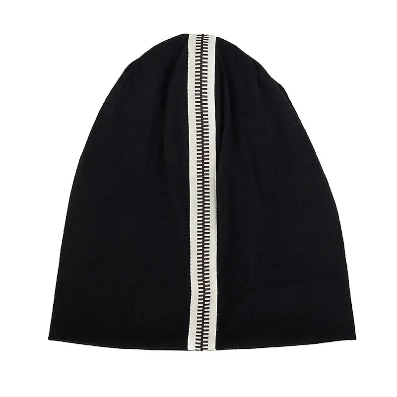 Stylish Cotton Soft Beanie with Decorative Zipper - SF1718