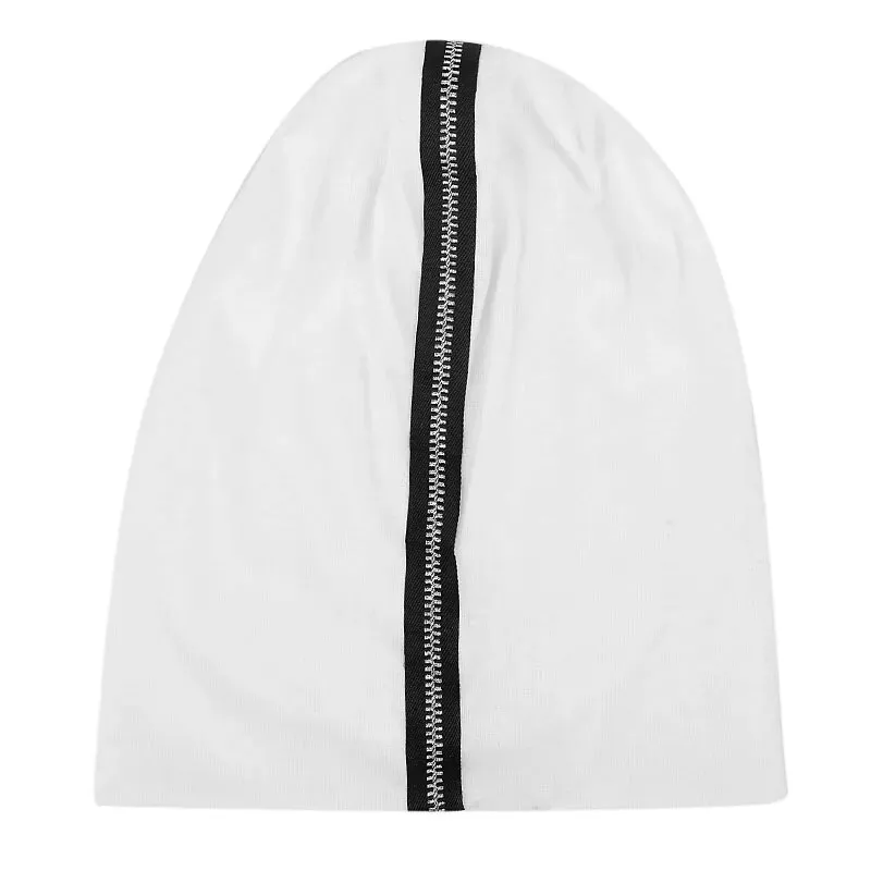 Stylish Cotton Soft Beanie with Decorative Zipper - SF1718