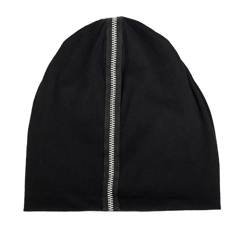 Stylish Cotton Soft Beanie with Decorative Zipper - SF1718