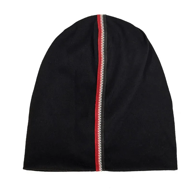 Stylish Cotton Soft Beanie with Decorative Zipper - SF1718