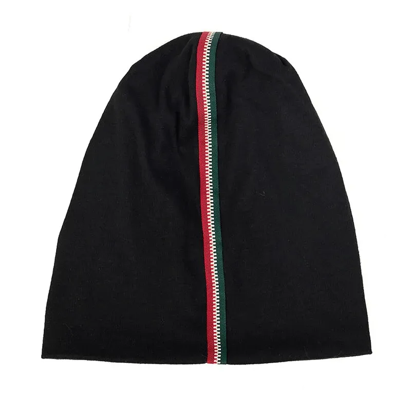Stylish Cotton Soft Beanie with Decorative Zipper - SF1718
