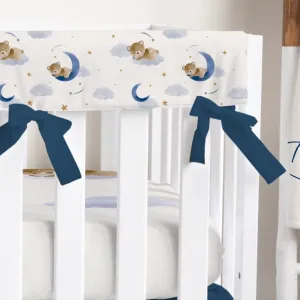 Teddy Bear Navy Crib Rail Cover