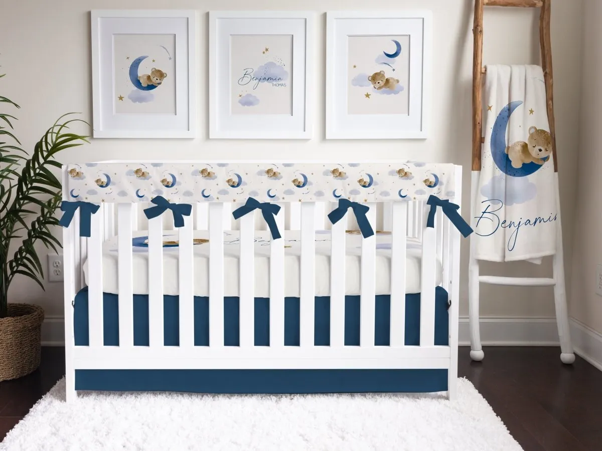 Teddy Bear Navy Crib Rail Cover