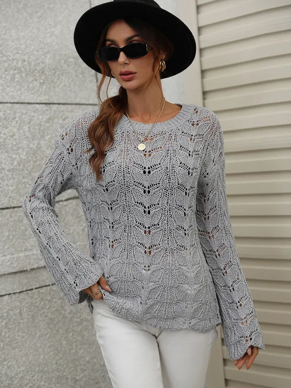 TEEK - Trumpet Sleeve Less Mesh Knit Sweater