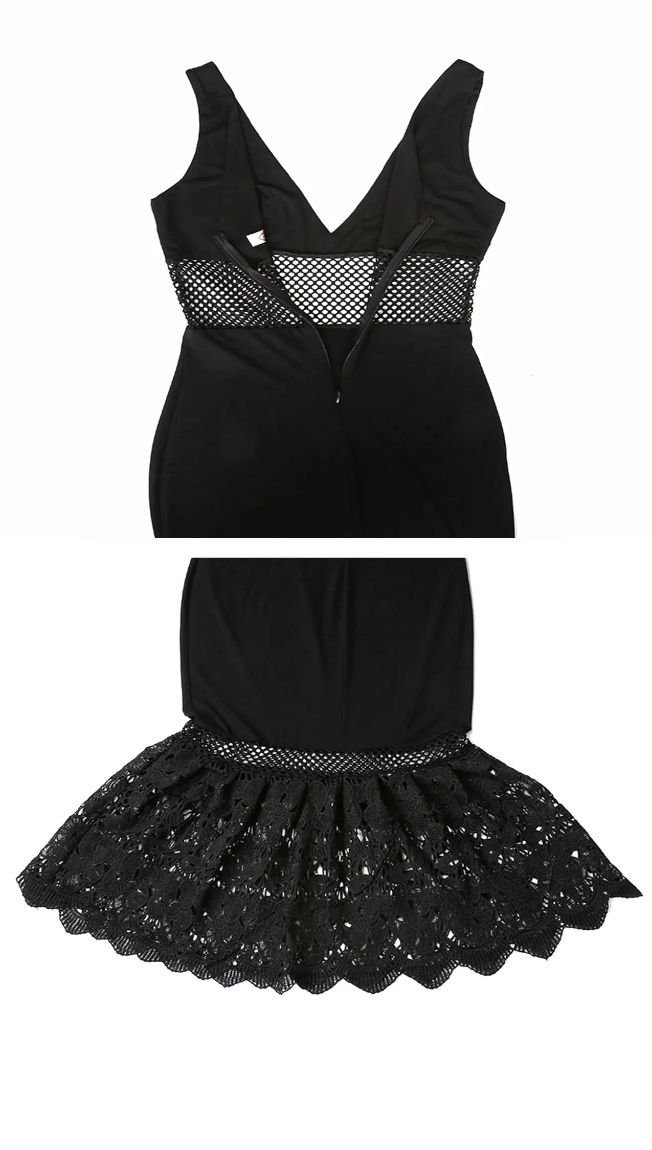 The Rebecca Lace Mermaid Midi Dress Black