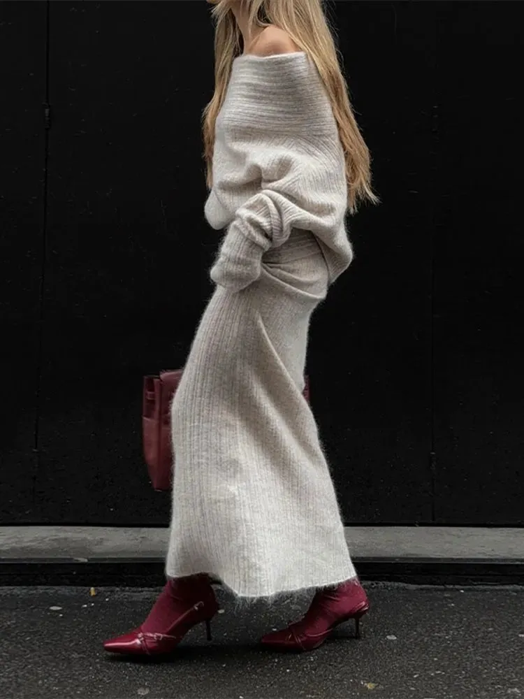 Two Piece Knitted Skirt Set