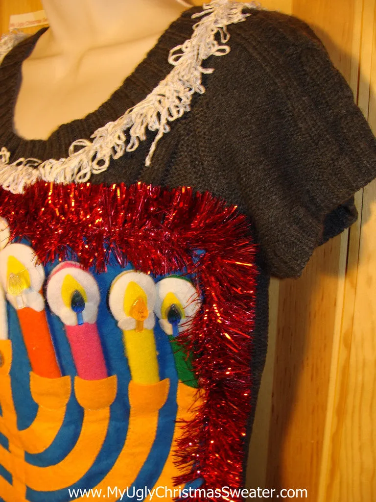 Ugly Christmas Sweater Party Hanukkah Sweater Dress (j196)