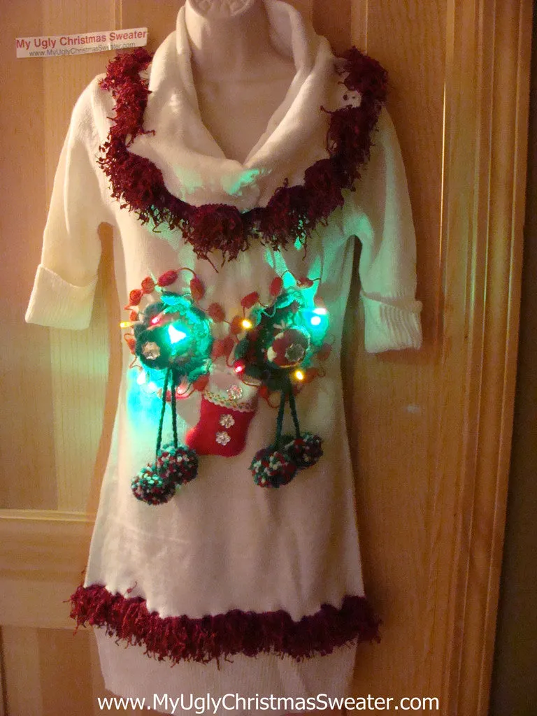 Ugly Christmas Sweater Party Tacky Dress Naughty Dangling 3D Decorations with Lights (d66)