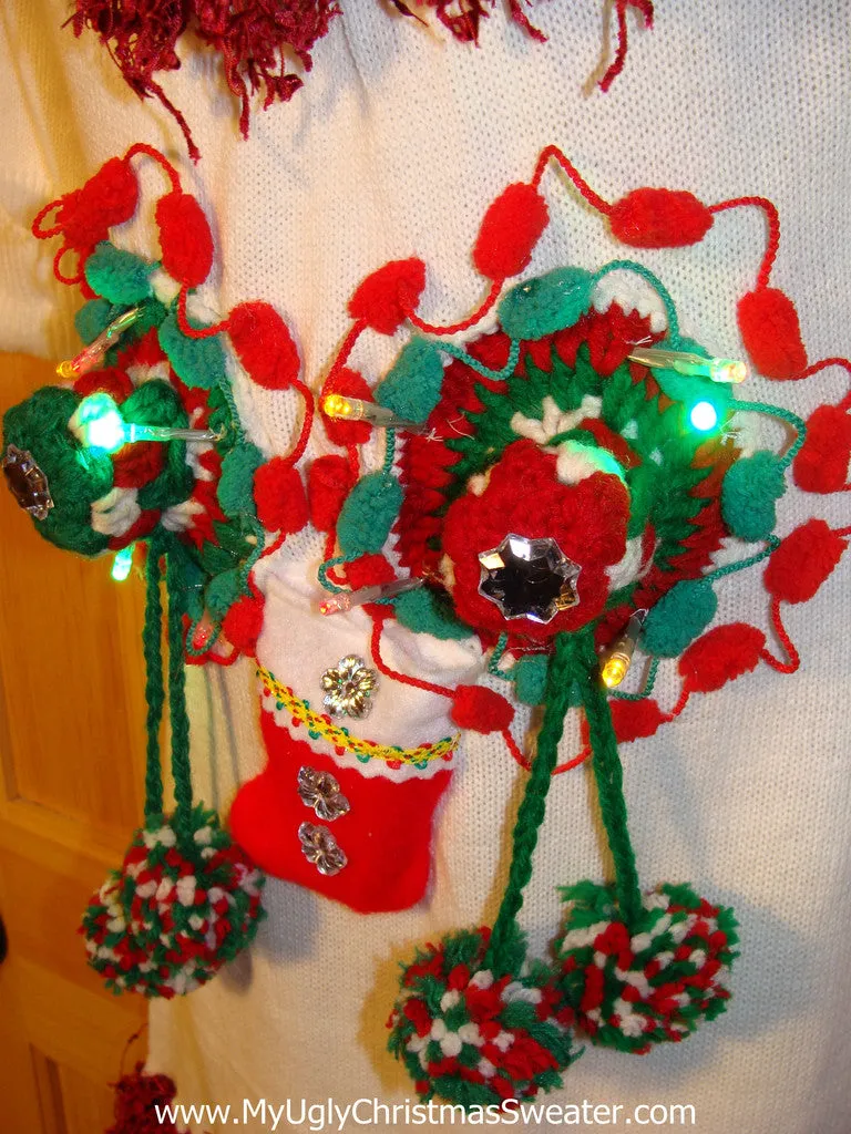 Ugly Christmas Sweater Party Tacky Dress Naughty Dangling 3D Decorations with Lights (d66)