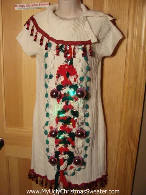 Ugly Christmas Sweater Party Tacky Dress with Lights (d69)