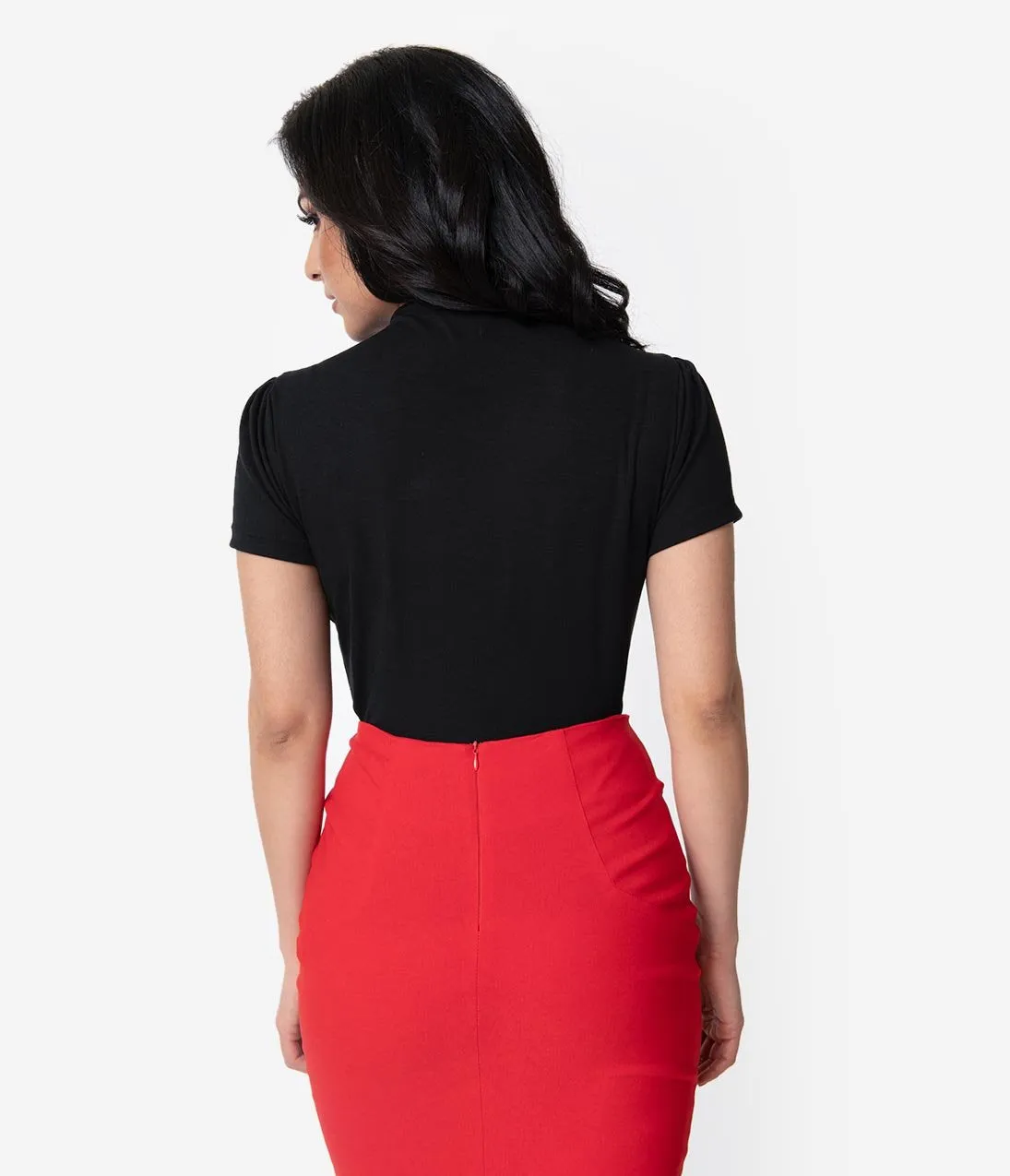 Unique Vintage Black Cage Knit Short Sleeve Lanie Top