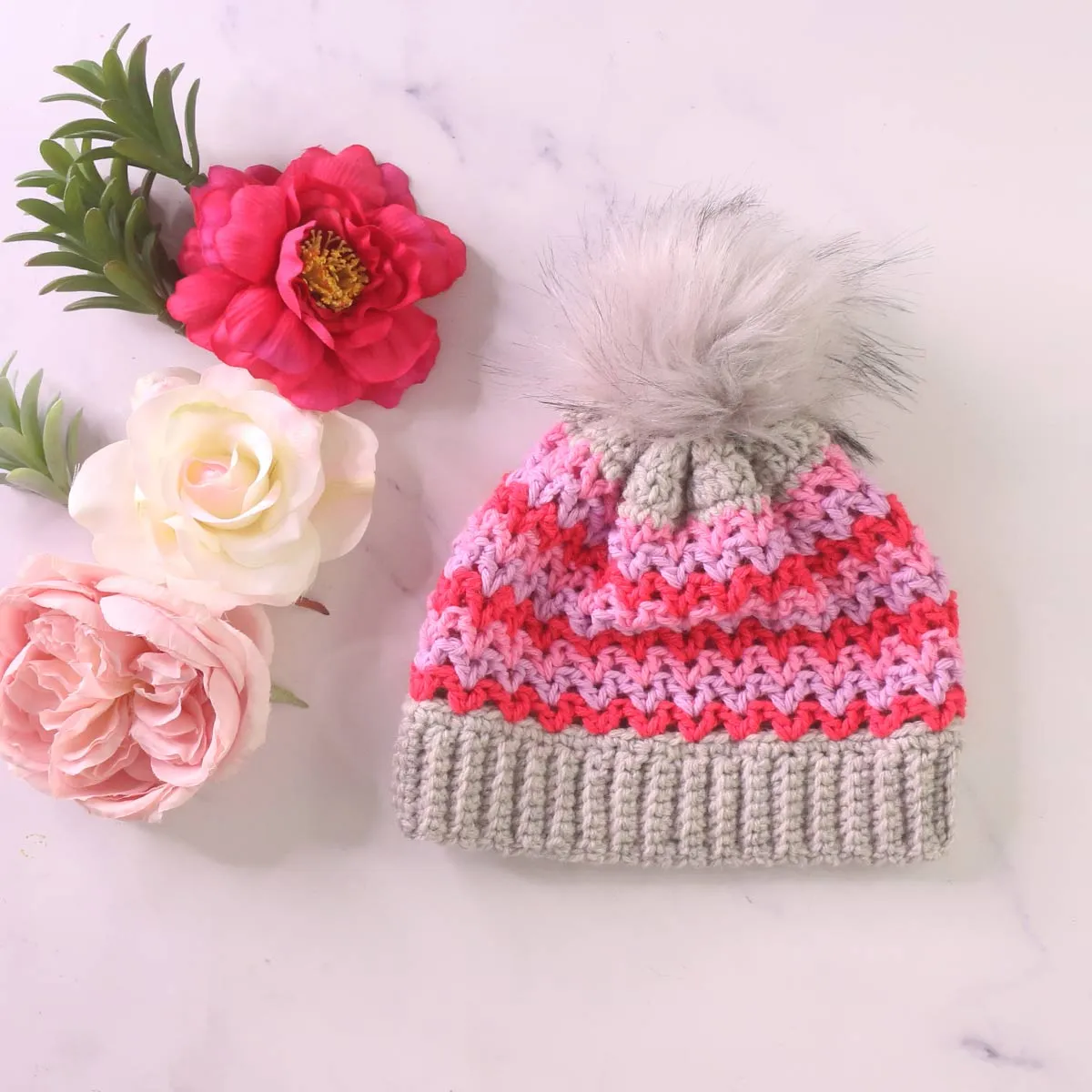 V-Stitch Beanie Crochet Pattern