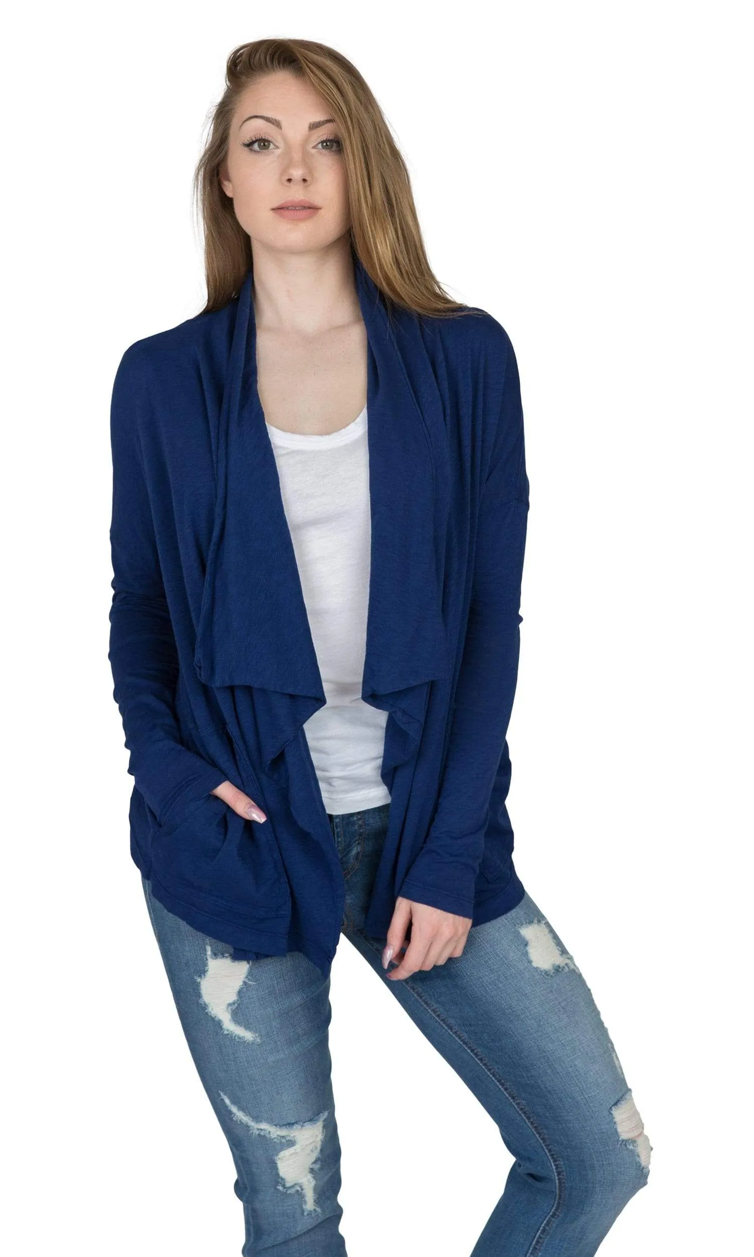 Velvet by Graham & Spencer Emanuela Cotton Slub Open Drape Cardigan