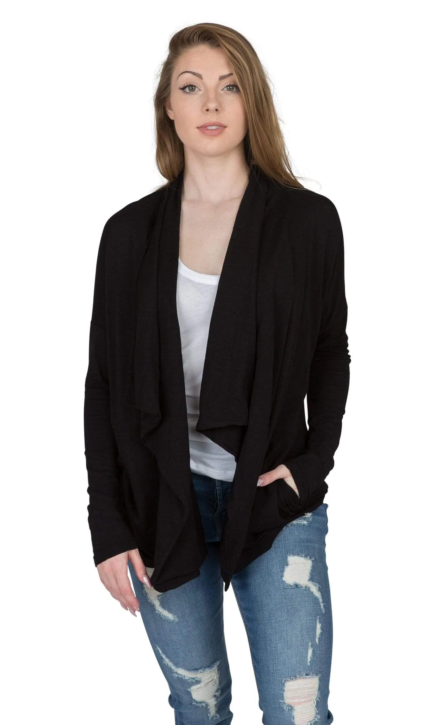 Velvet by Graham & Spencer Emanuela Cotton Slub Open Drape Cardigan