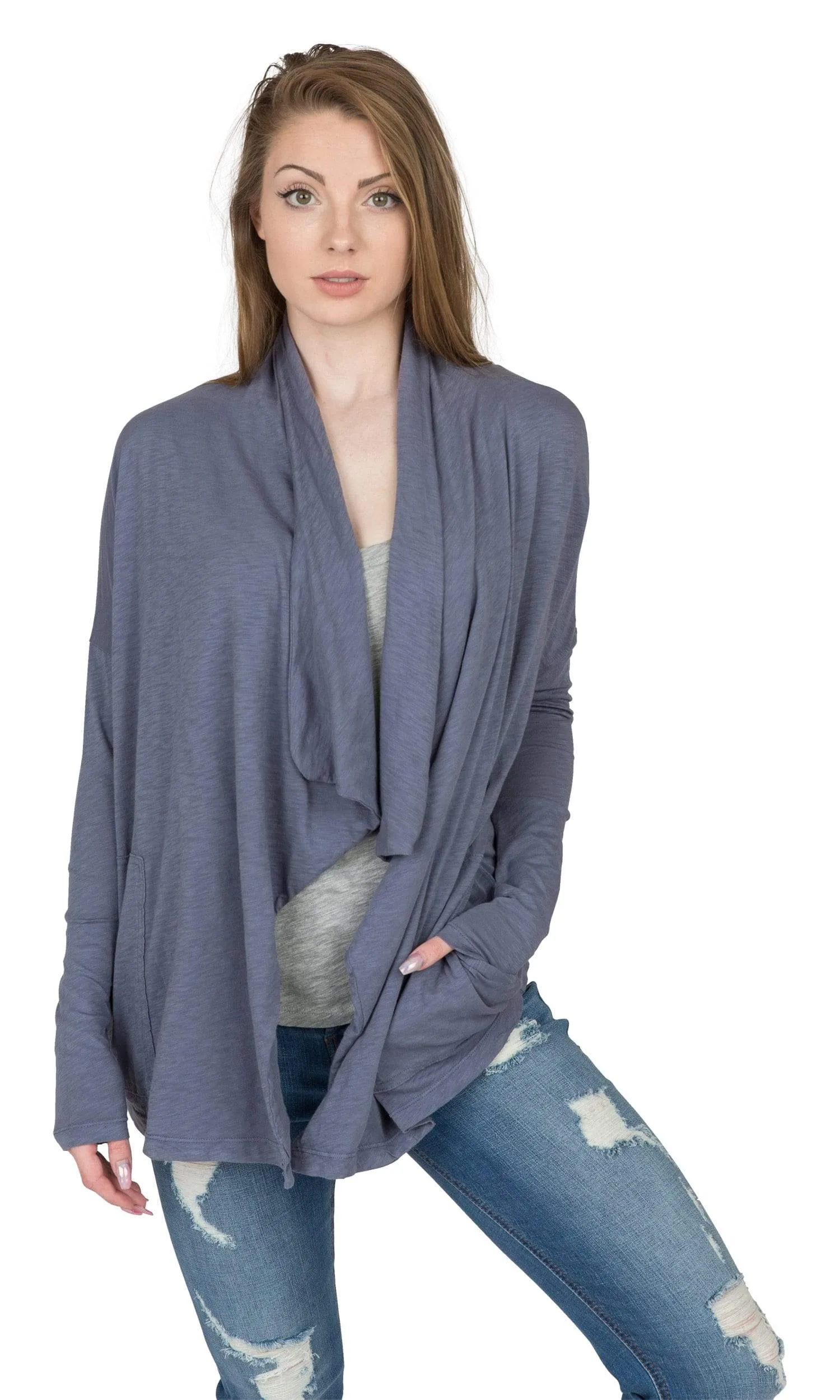Velvet by Graham & Spencer Emanuela Cotton Slub Open Drape Cardigan