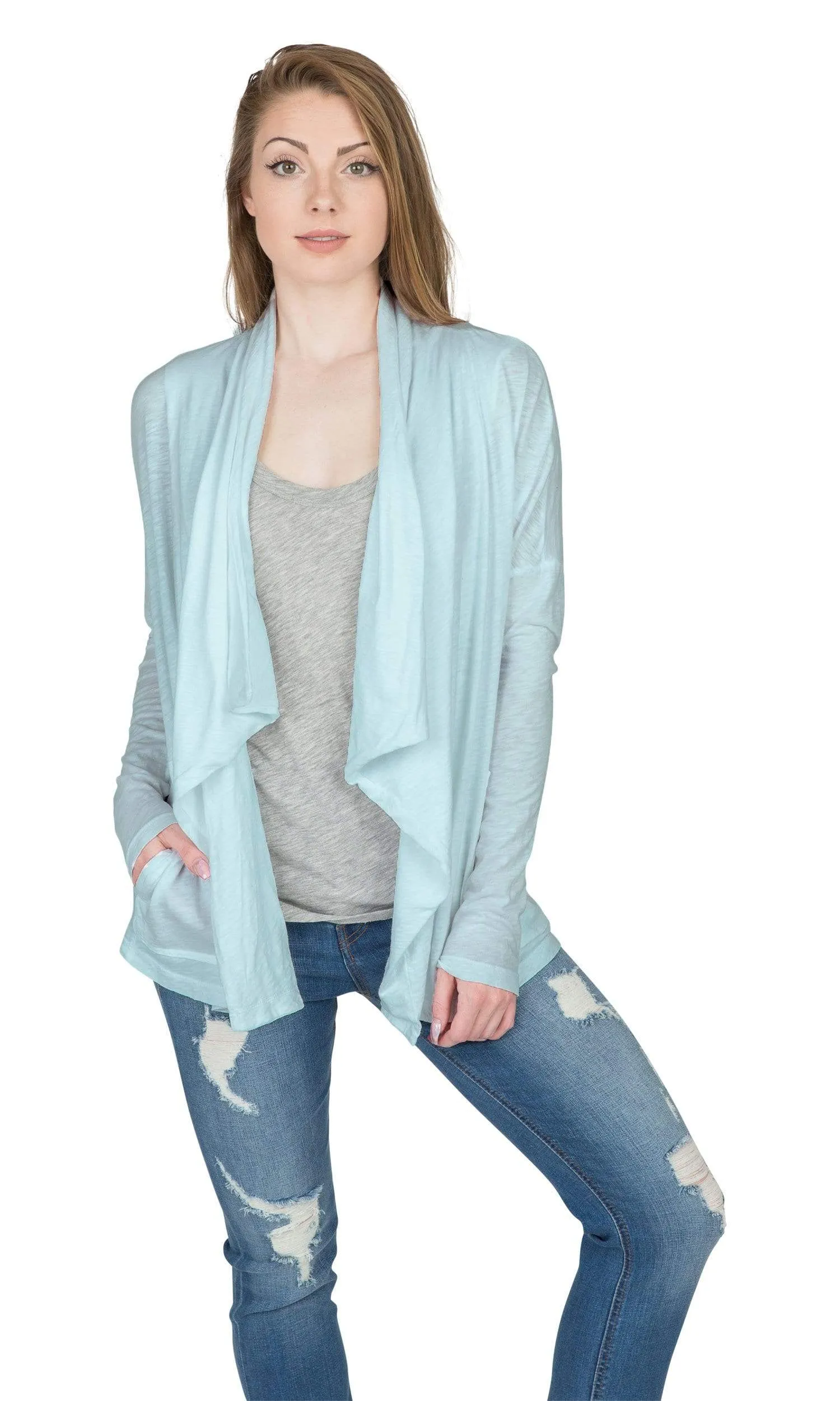 Velvet by Graham & Spencer Emanuela Cotton Slub Open Drape Cardigan