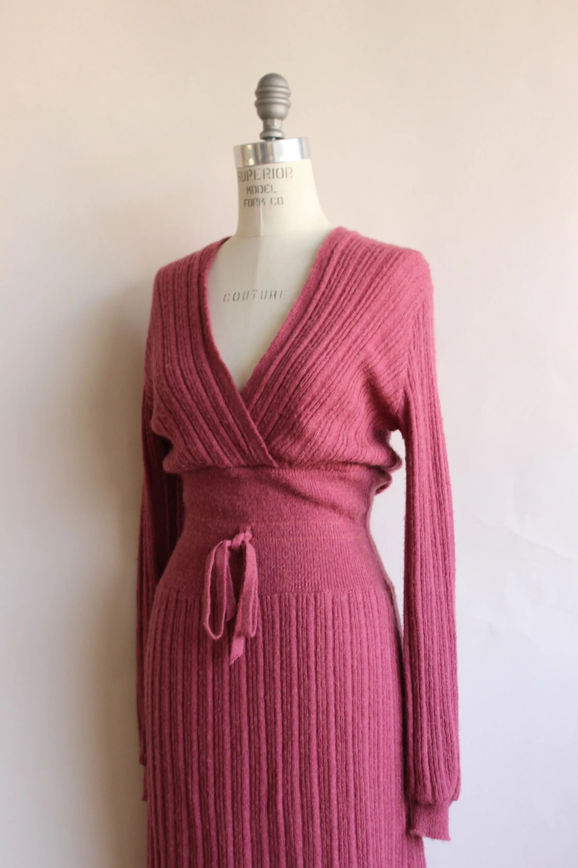 Vintage 1970s Mauve Knitt Dress