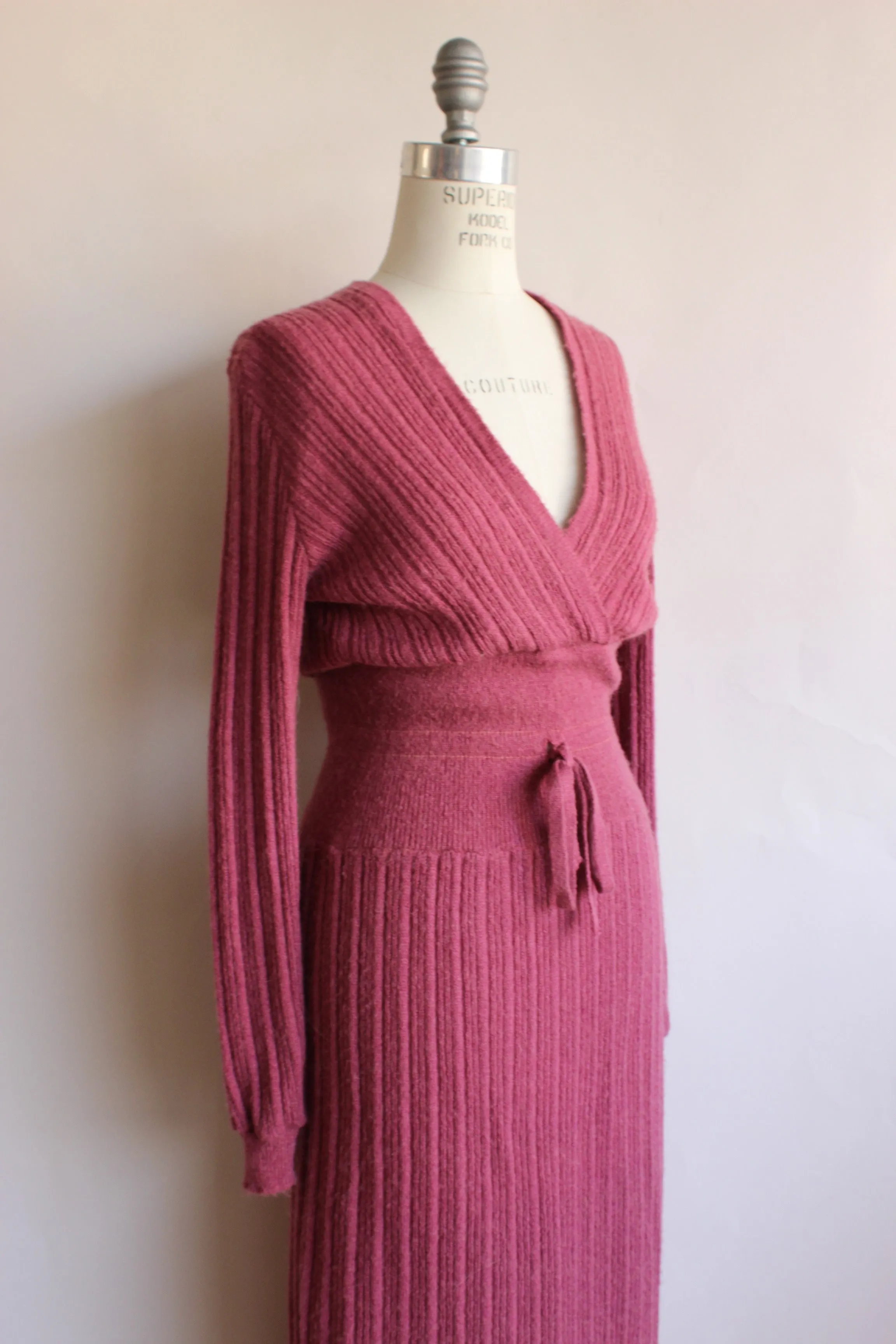 Vintage 1970s Mauve Knitt Dress