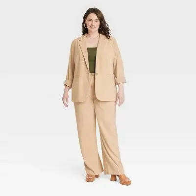 Women's Oversized Fall Blazer A New Day Lightweight Single-Breasted Notched Collar
