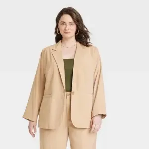 Women's Oversized Fall Blazer A New Day Lightweight Single-Breasted Notched Collar